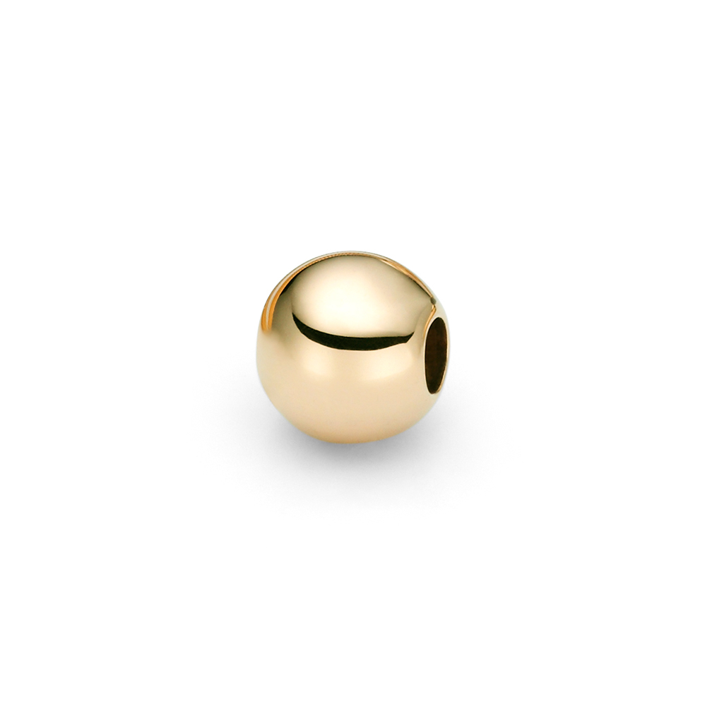 Der Niessing Anhänger Kugel Hold - Colette C ist ein glänzender, goldfarbener kugelförmiger Anhänger mit einer seitlichen Öffnung, ideal für Schmuck.